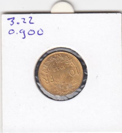 Beschrijving: 10 Francs(3,226 gram 0,900)